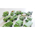 Vente en gros de véhicules militaires en bois dur OEM kids mini voiture jouets véhicules militaires EZ5081